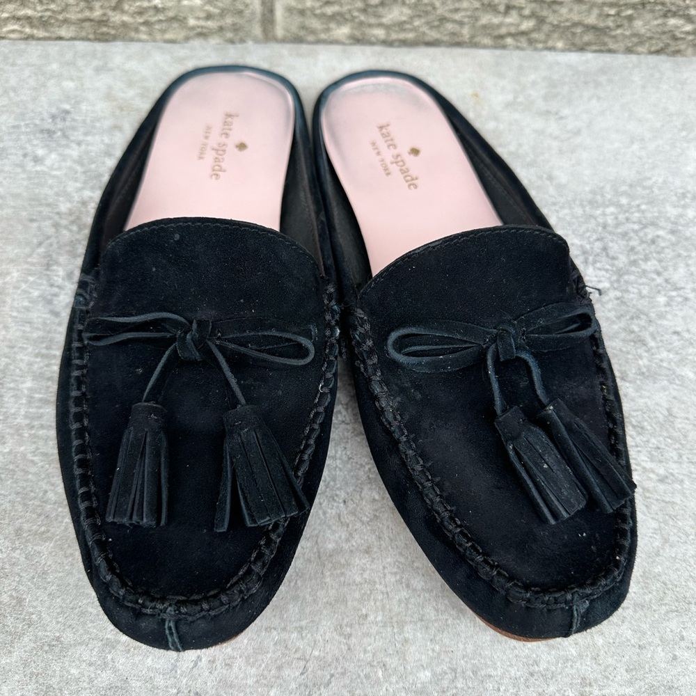 Kate Spade New York suede tassel mule loafers. Size 8